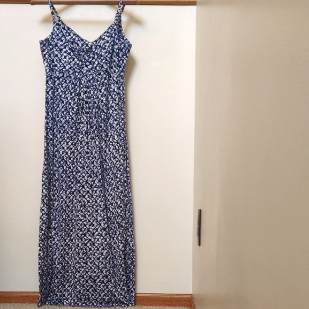 Talbots 8 Sand Dollar Babydoll Maxi Dress Seashells Geometric Shells Beach House